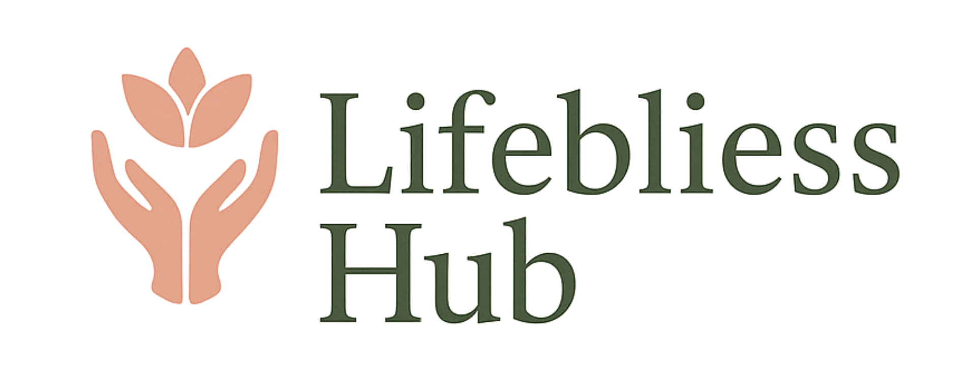 Lifebliess Hub logo with soft pink icon and serif text on light background