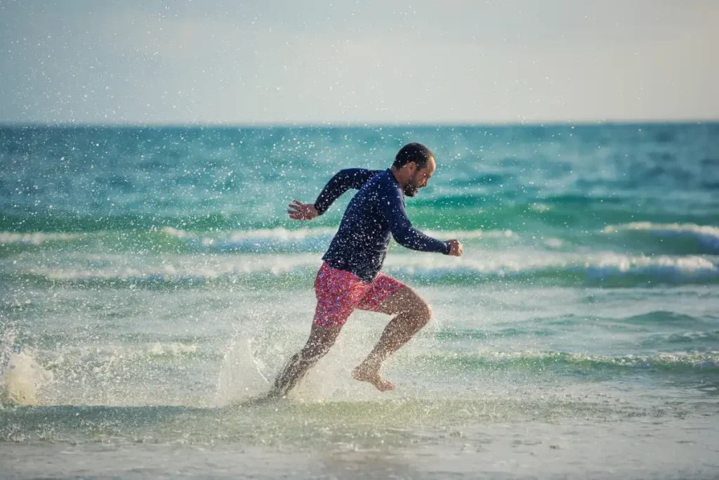 Active beach day in Sarasota, Florida with ocean waves and shoreline